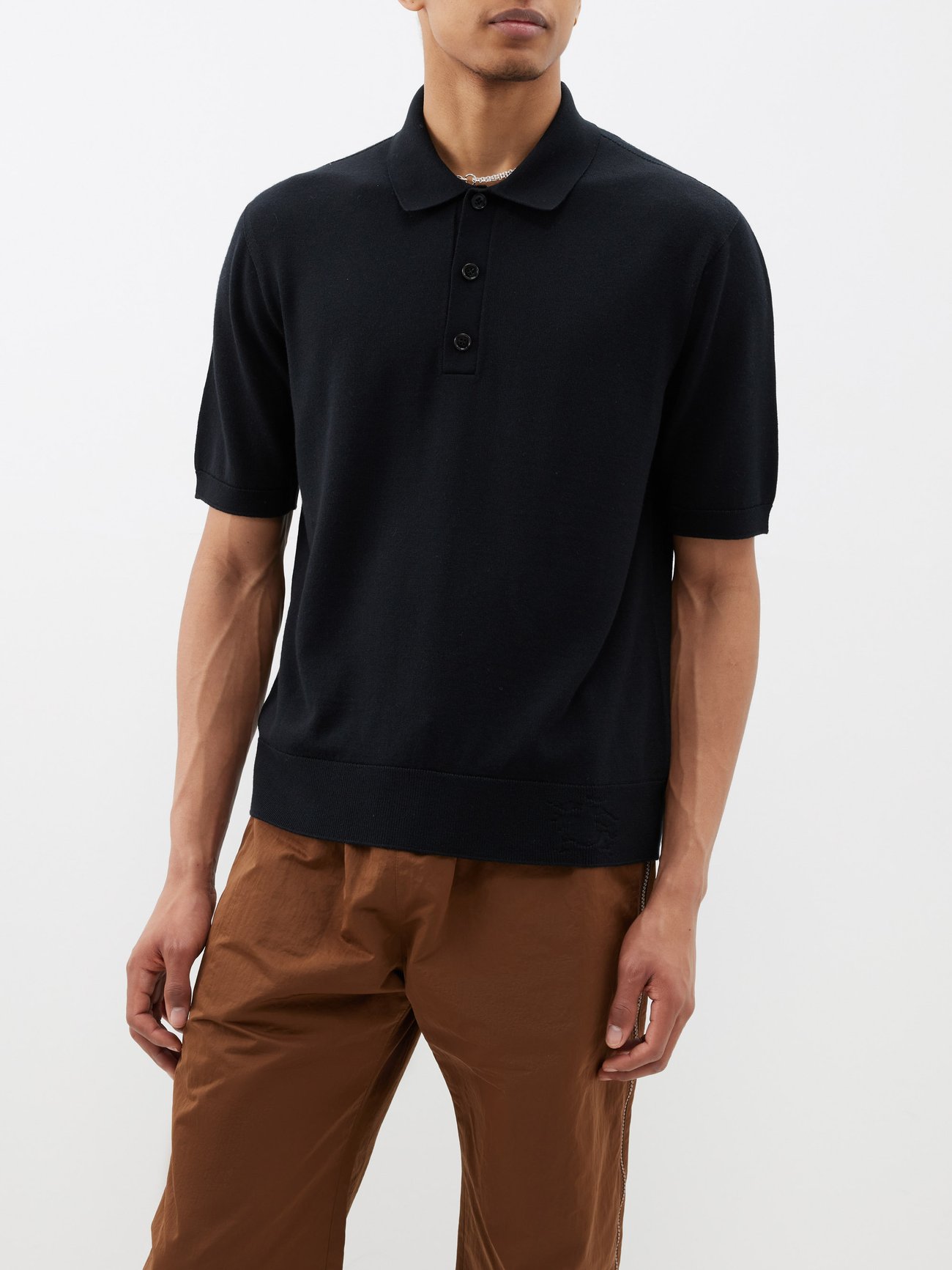 Black Wool-blend polo shirt | Burberry | MATCHES UK