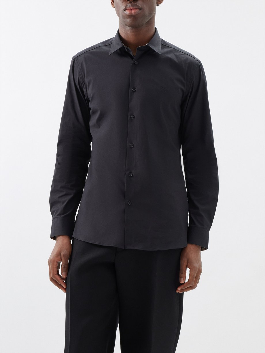 Black EKD Logo-embroidered stretch-cotton shirt | Burberry | MATCHES UK