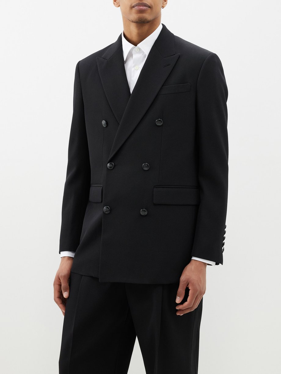 Black Newman double-breasted wool suit jacket | Burberry | MATCHES UK
