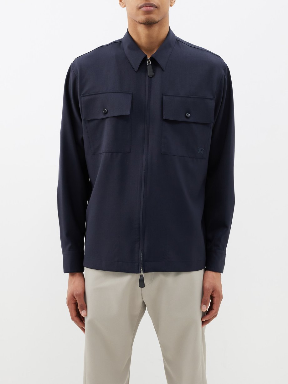 Navy Flap-pocket wool shirt | Burberry | MATCHESFASHION UK