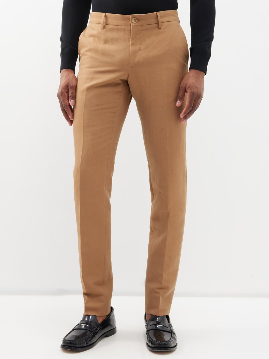 HolloMen Plaid Striped Camel Trousers - Premium Wool Blend for Style and  Comfort
