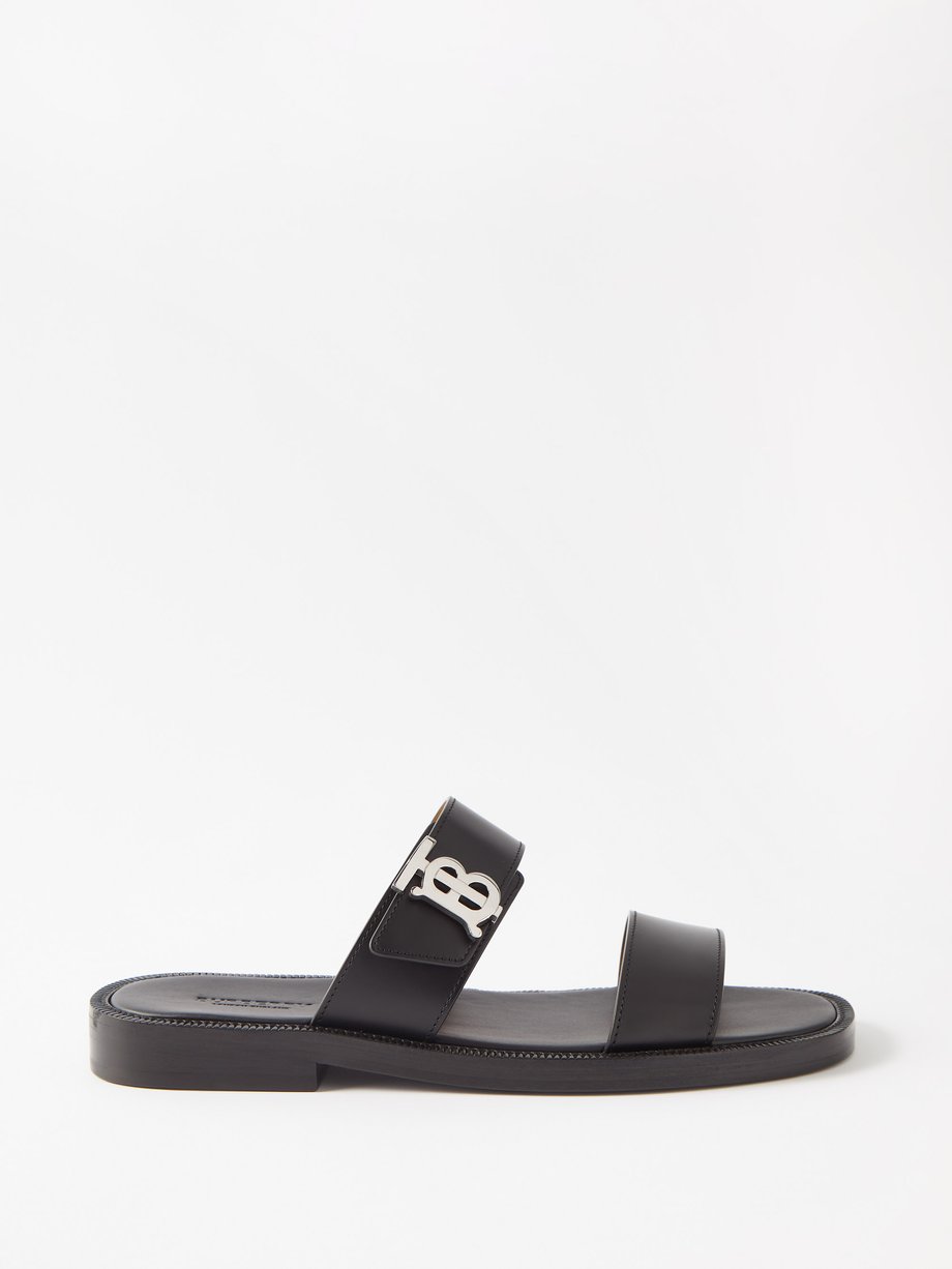 Black Monogram-buckle leather sandals | Burberry | MATCHESFASHION UK
