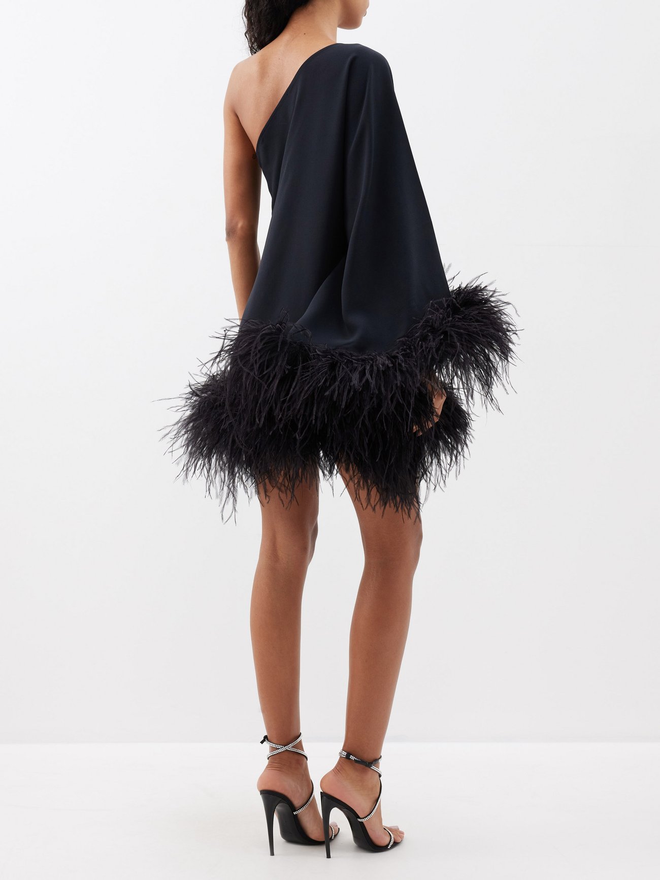 Piccolo Ubud crepe feather-trim dress