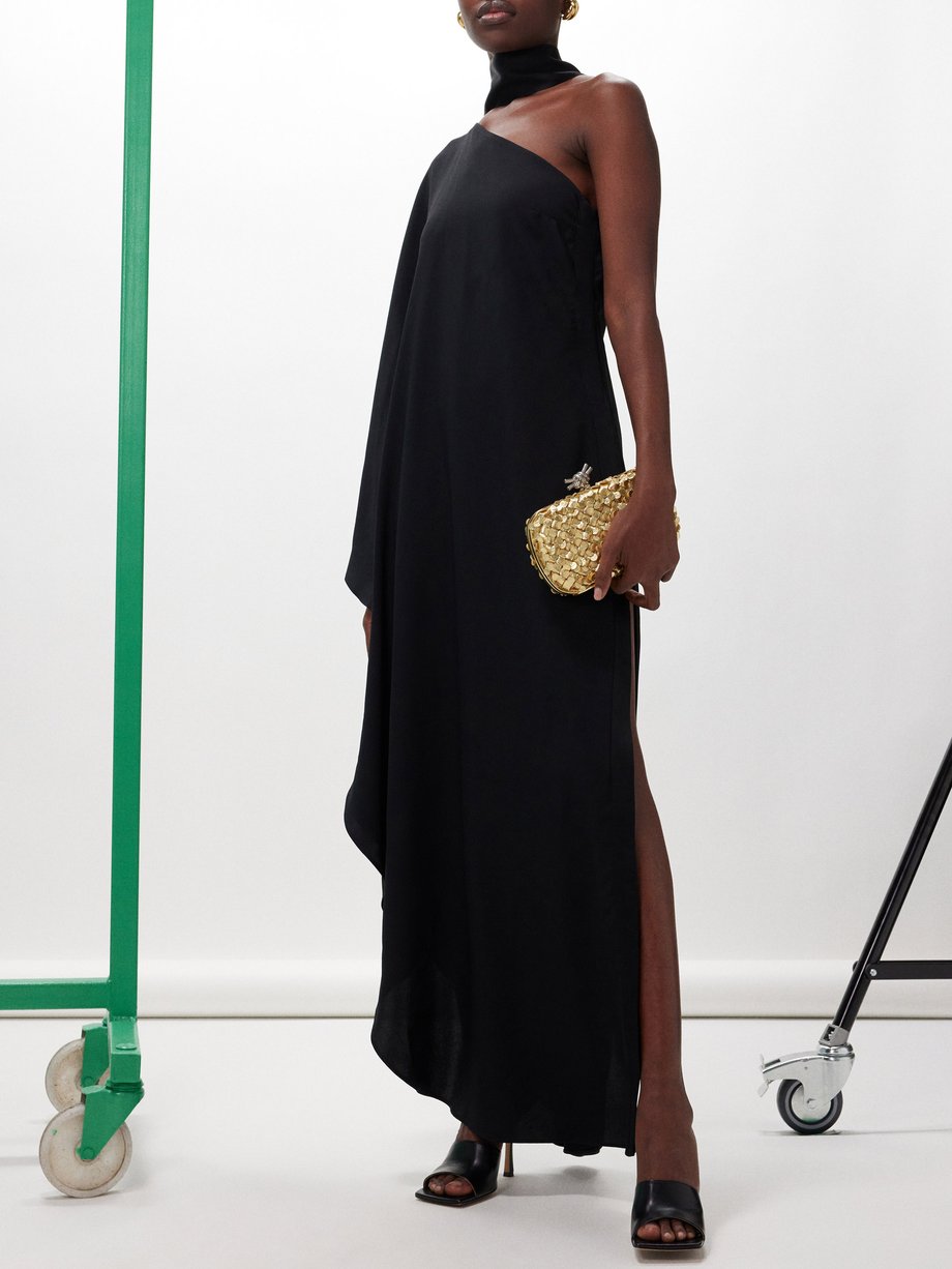 Black Bolkan one-shoulder crepe dress | Taller Marmo | MATCHES UK