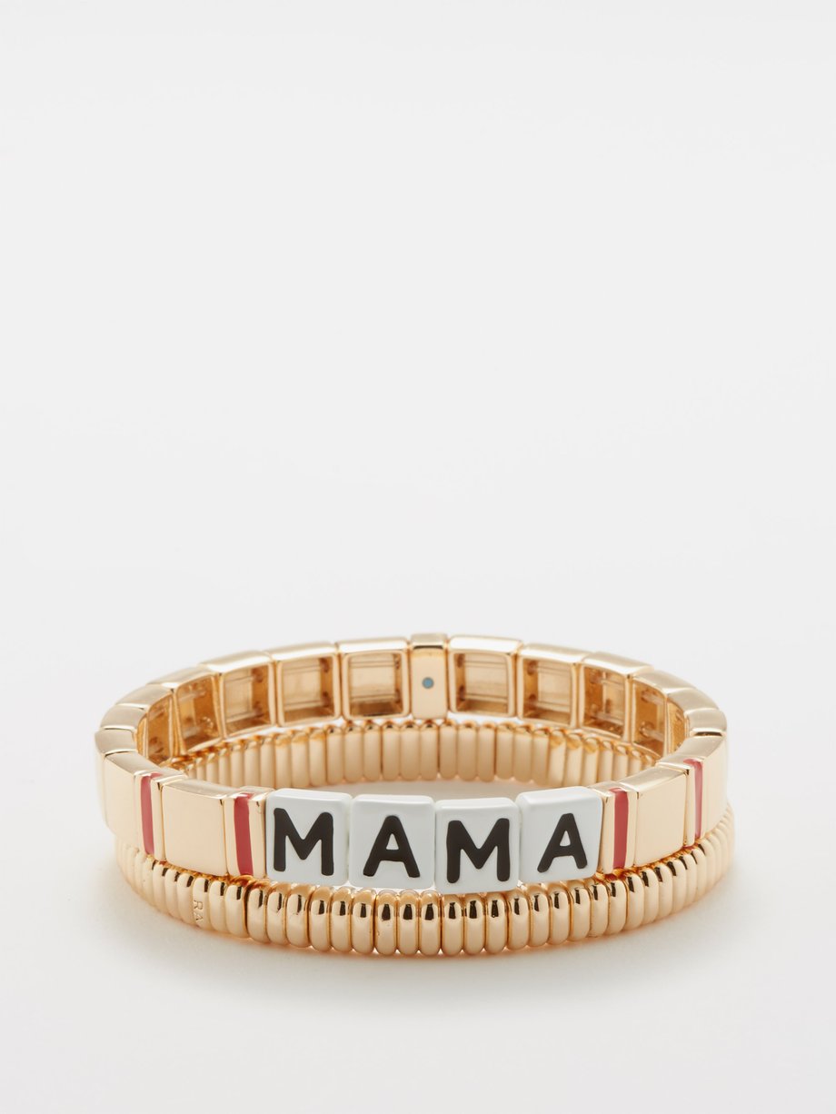 Gold Mama metal and enamel bracelet set | Roxanne Assoulin ...