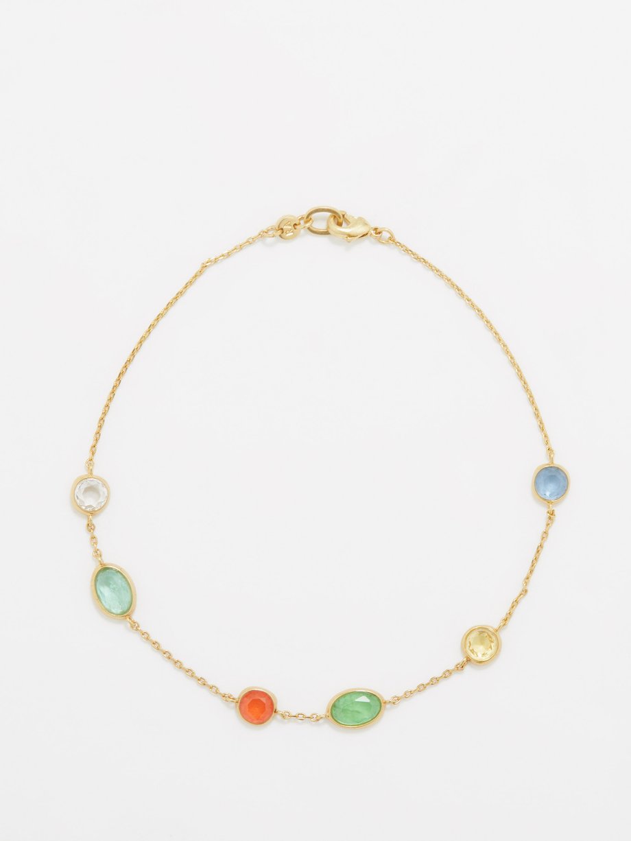 Gold The Little Bits glass-bead anklet | Roxanne Assoulin | MATCHES UK
