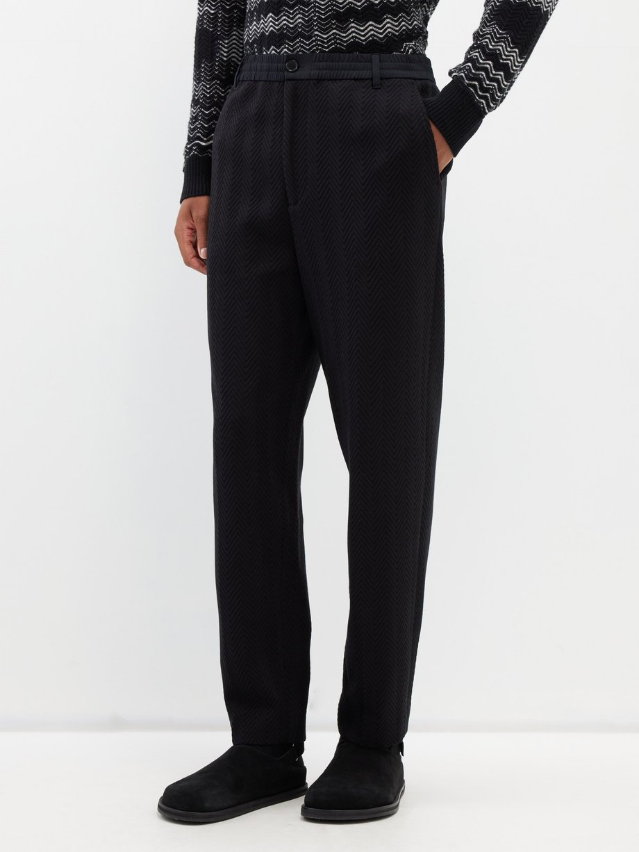 Black Zigzag-jacquard cotton-blend trousers | Missoni | MATCHES UK