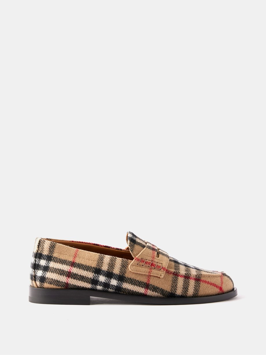 Beige Check wool-felt loafers | Burberry | MATCHES UK