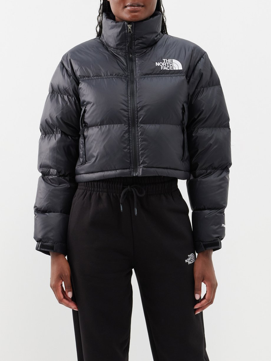 Black Nuptse quilted down cropped jacket | The North Face | MATCHES UK