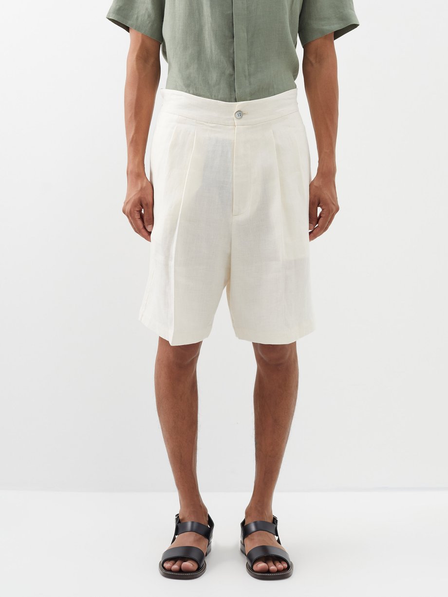 Zeus + Dione Pleated linen shorts