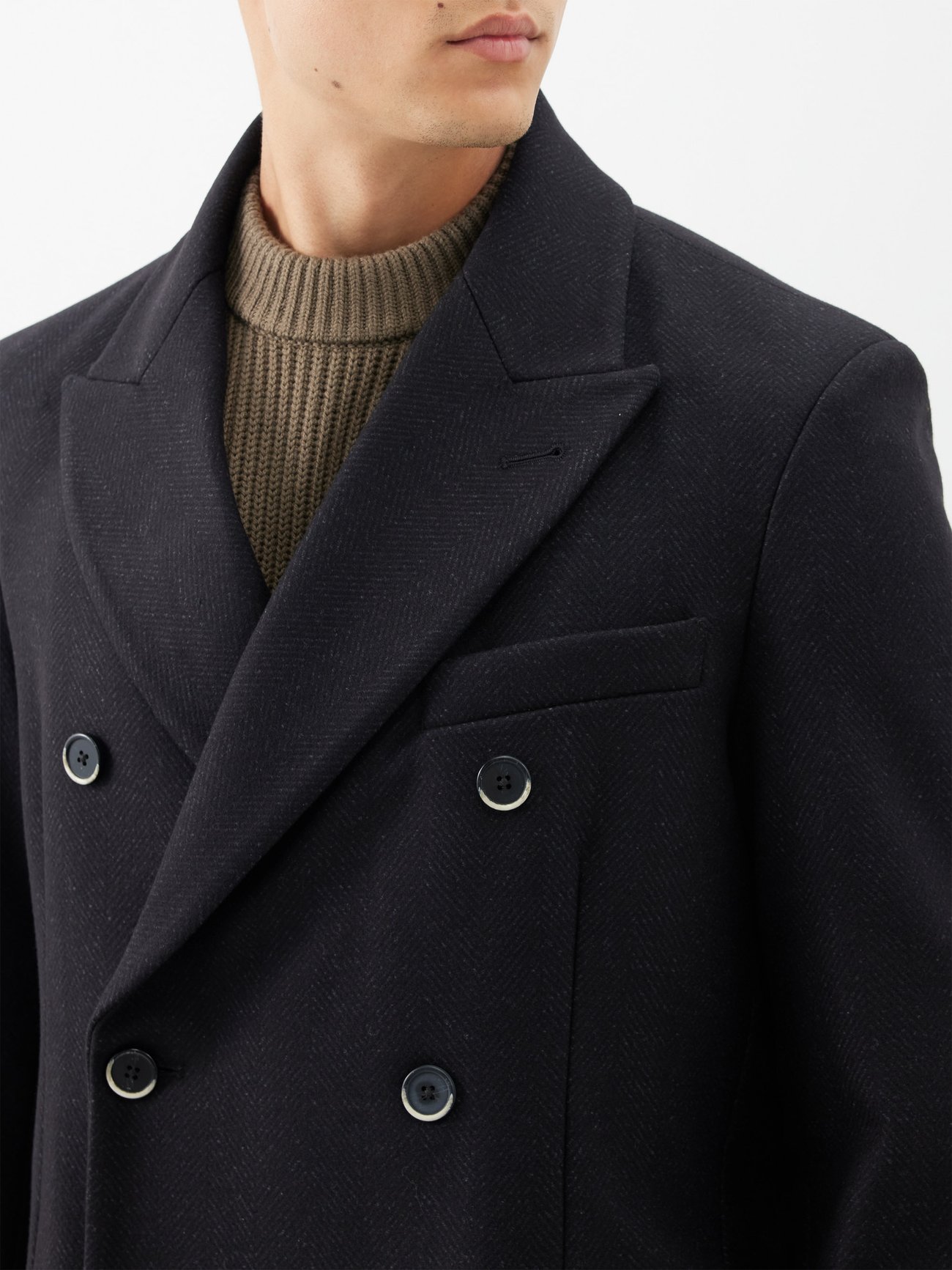 Black Zilio Maran double-breasted wool-blend coat | Barena Venezia