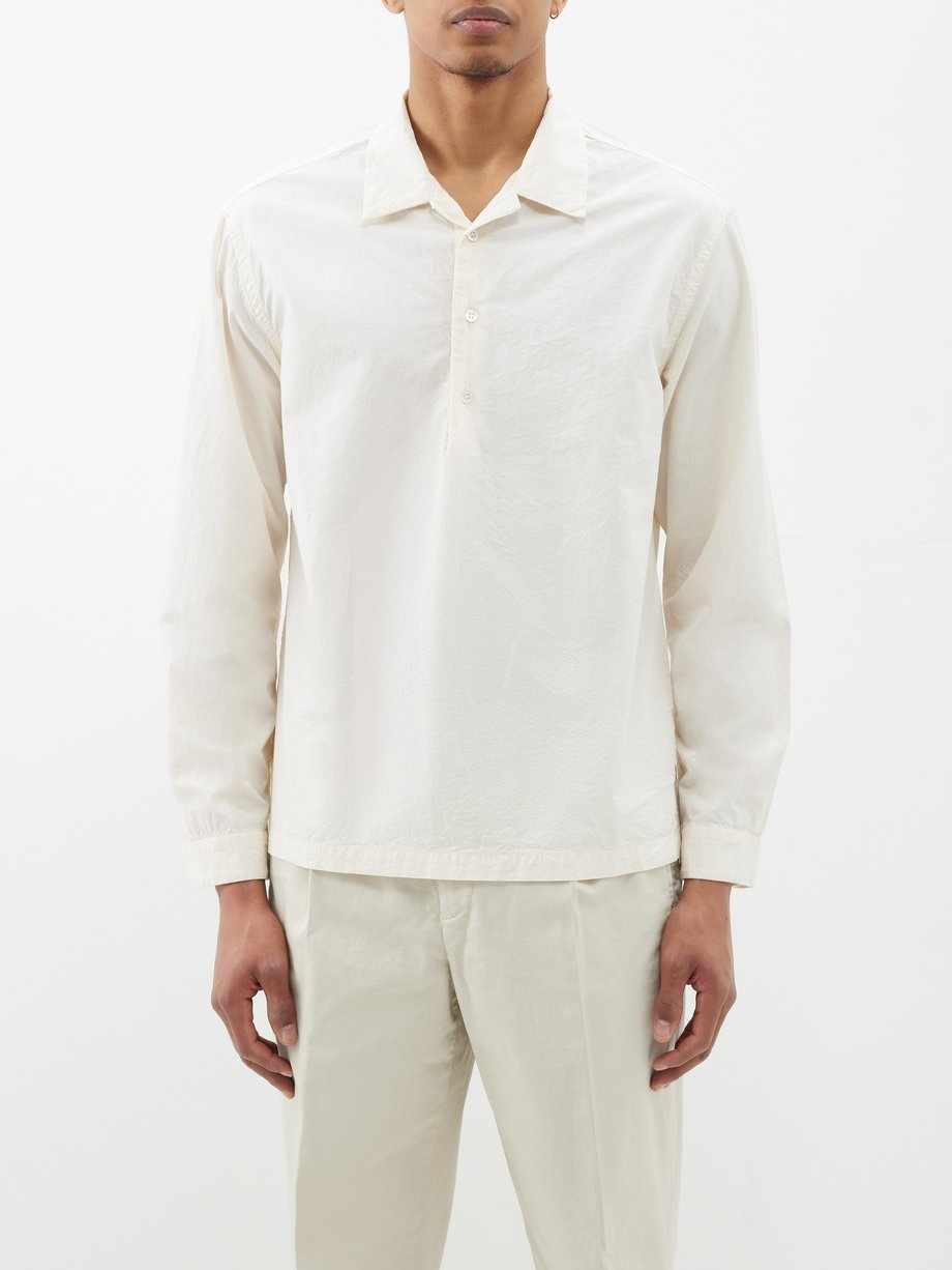 Neutral Genga Tendon quarter-button cotton shirt | Barena Venezia ...
