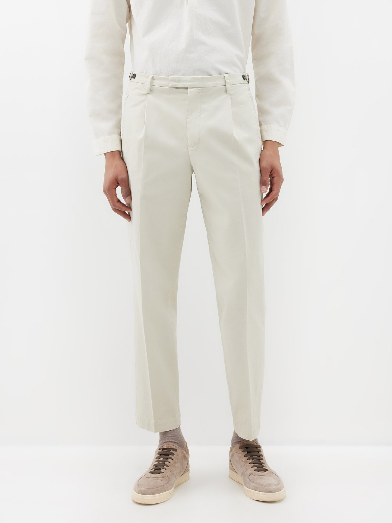 Neutral Masco Stino pleated cotton-blend trousers | Barena Venezia ...
