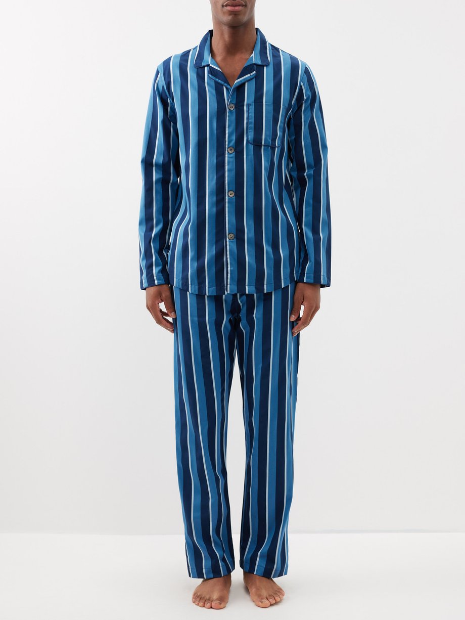 Derek Rose Pyjama en flanelle de coton à carreaux Royal