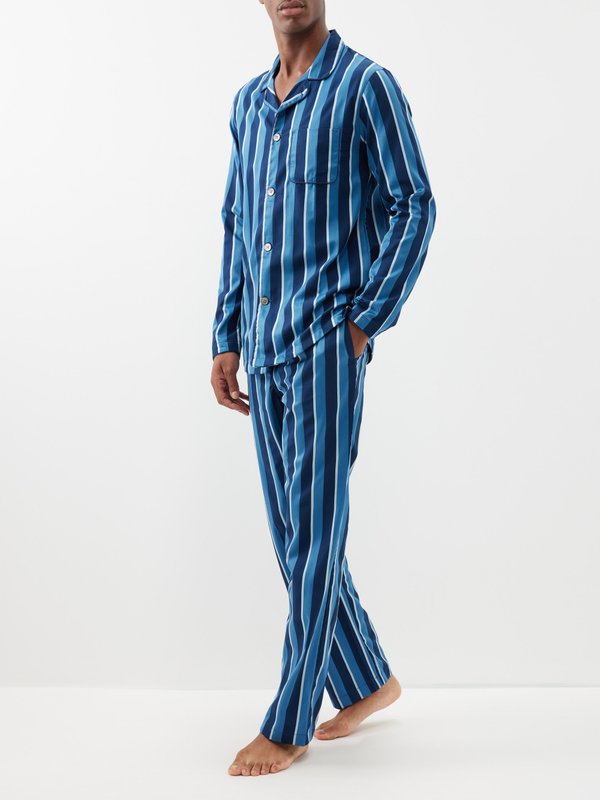 Derek Rose Pyjama en flanelle de coton à carreaux Royal