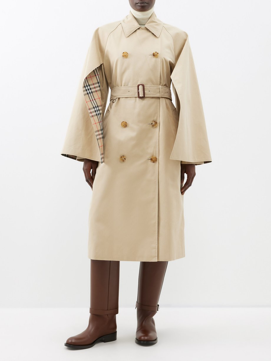 { @type : Brand , name : 버버리 Burberry 버버리 Burberry Beige Cape-sleeve cotton-gabardine trench coat