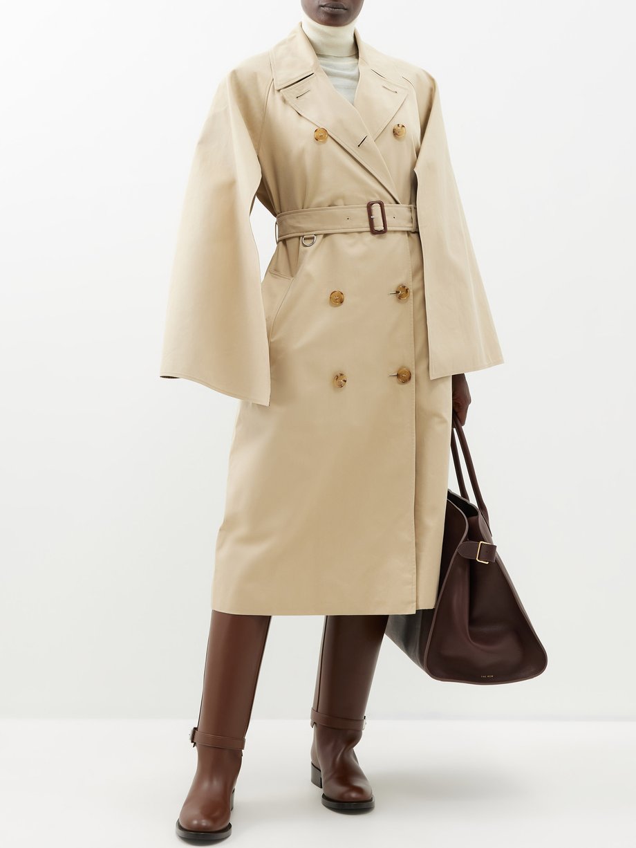 Beige Cape-sleeve cotton-gabardine trench coat, Burberry