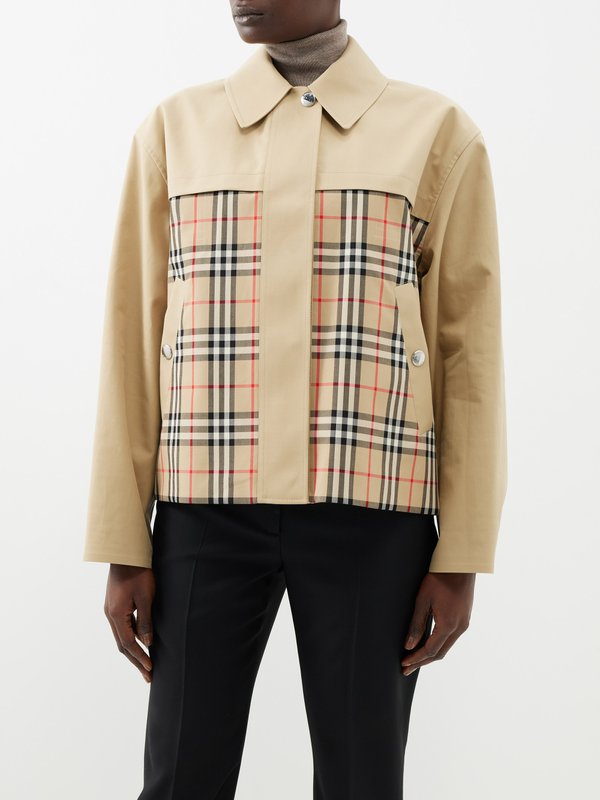 Burberry Check-panel cotton-canvas jacket