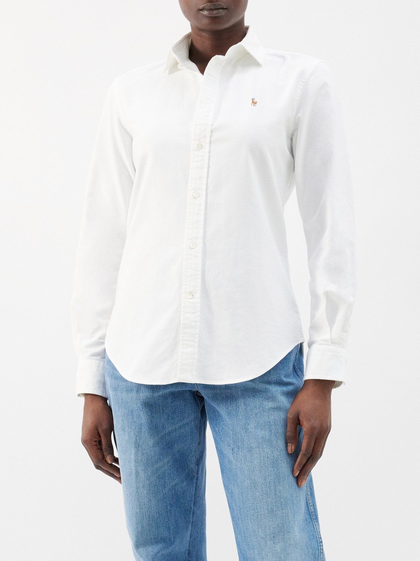 폴로 랄프로렌 Polo Ralph Lauren Logo-embroidered cotton Oxford shirt,White