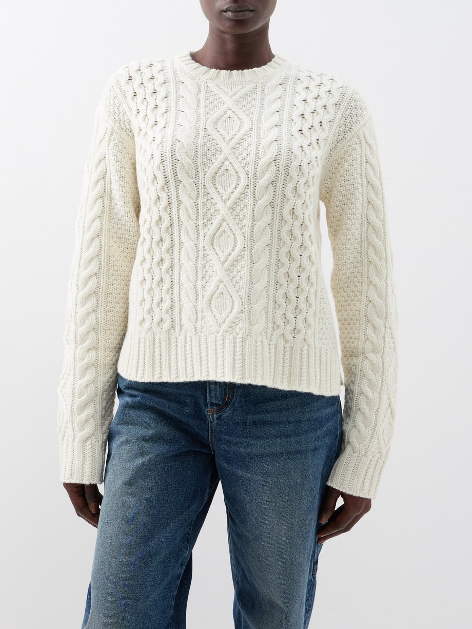 Neutral Aran wool-blend sweater, Polo Ralph Lauren