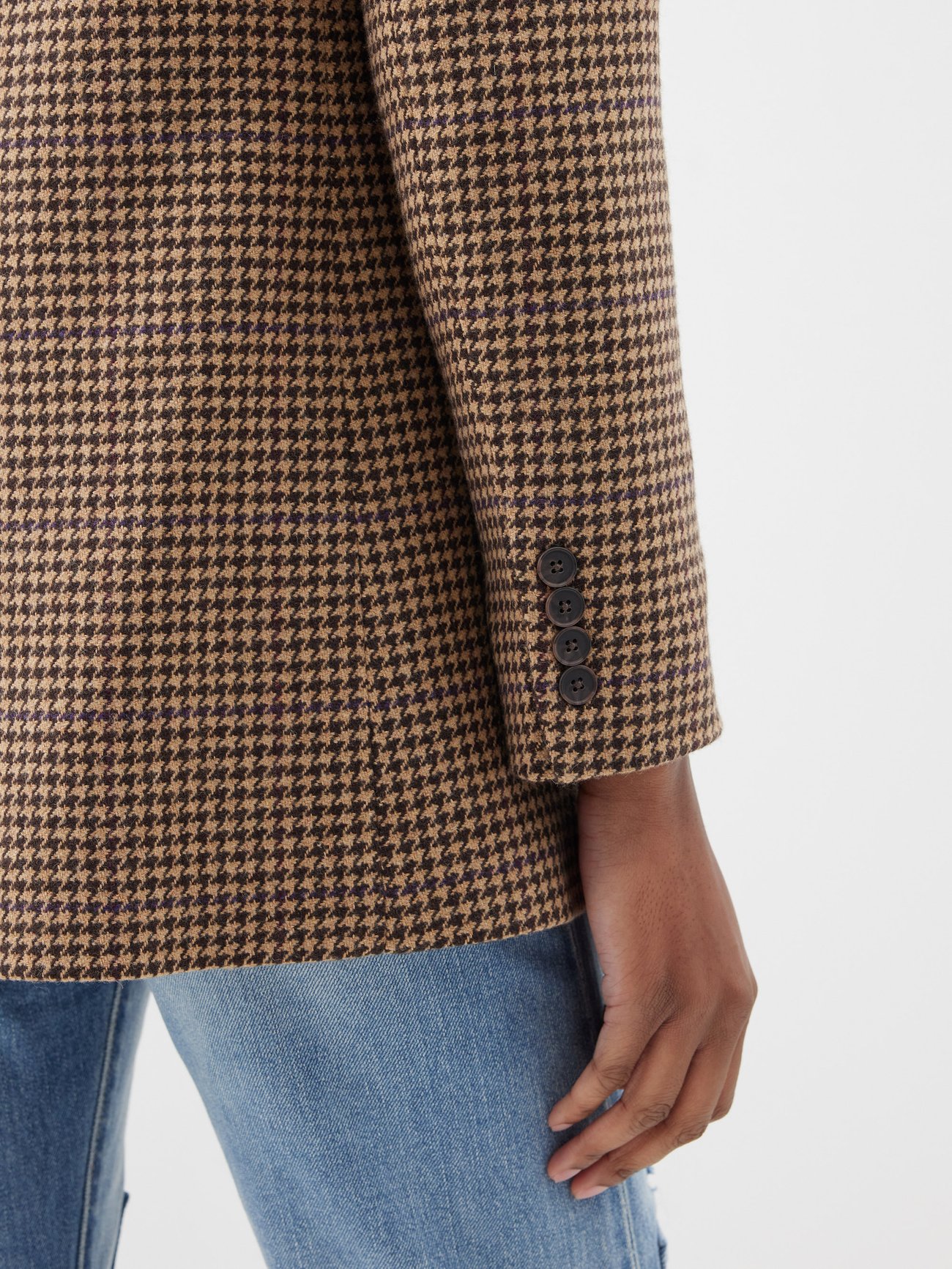 Polo Ralph Lauren single-breasted houndstooth tweed blazer - Brown