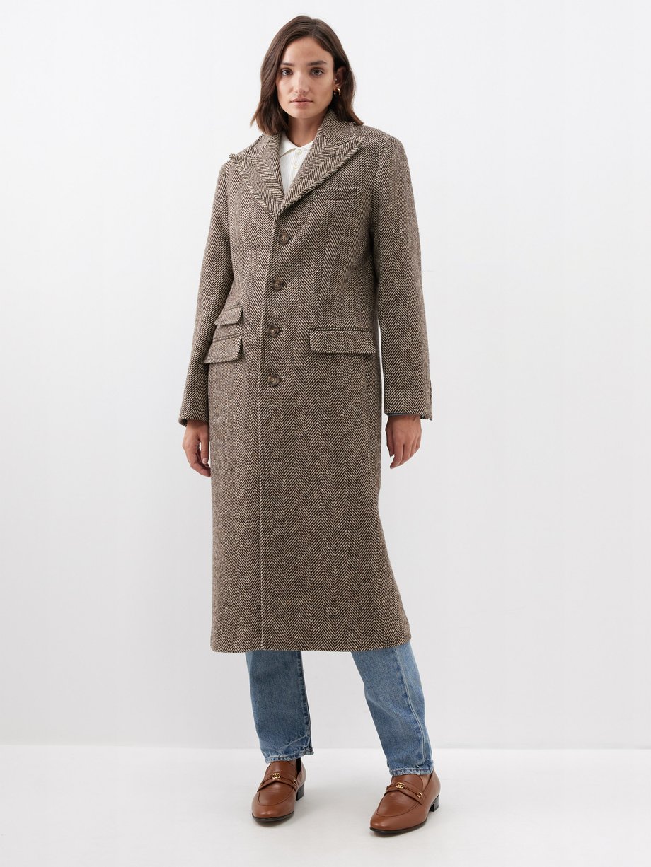 Brown Oversized herringbone wool single-breasted coat | Polo Ralph Lauren |  MATCHESFASHION US