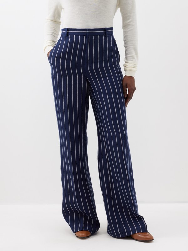 Polo Ralph Lauren Pinstripe-linen wide-leg suit trousers