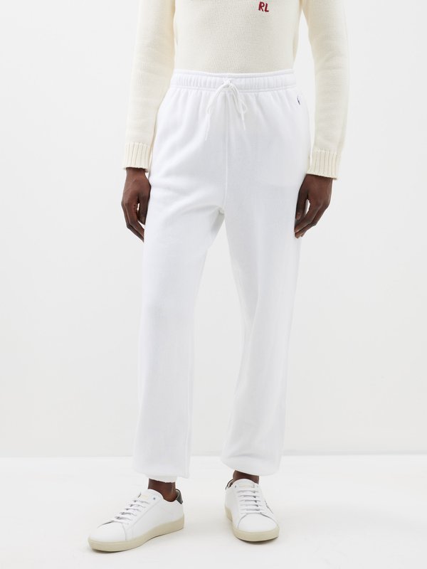 White Logo-embroidered cotton-blend track pants