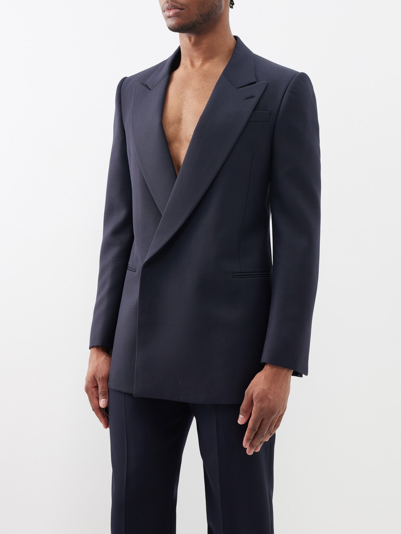 Men's Dress Coat 100% Wool Gabardine Double Breasted Black T