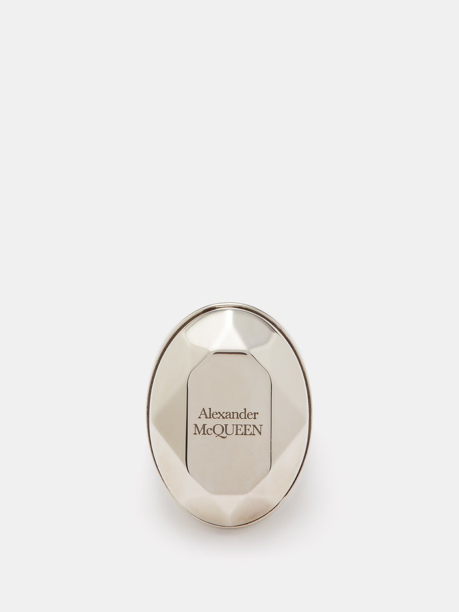 Silver Logo-engraved ring, Alexander McQueen
