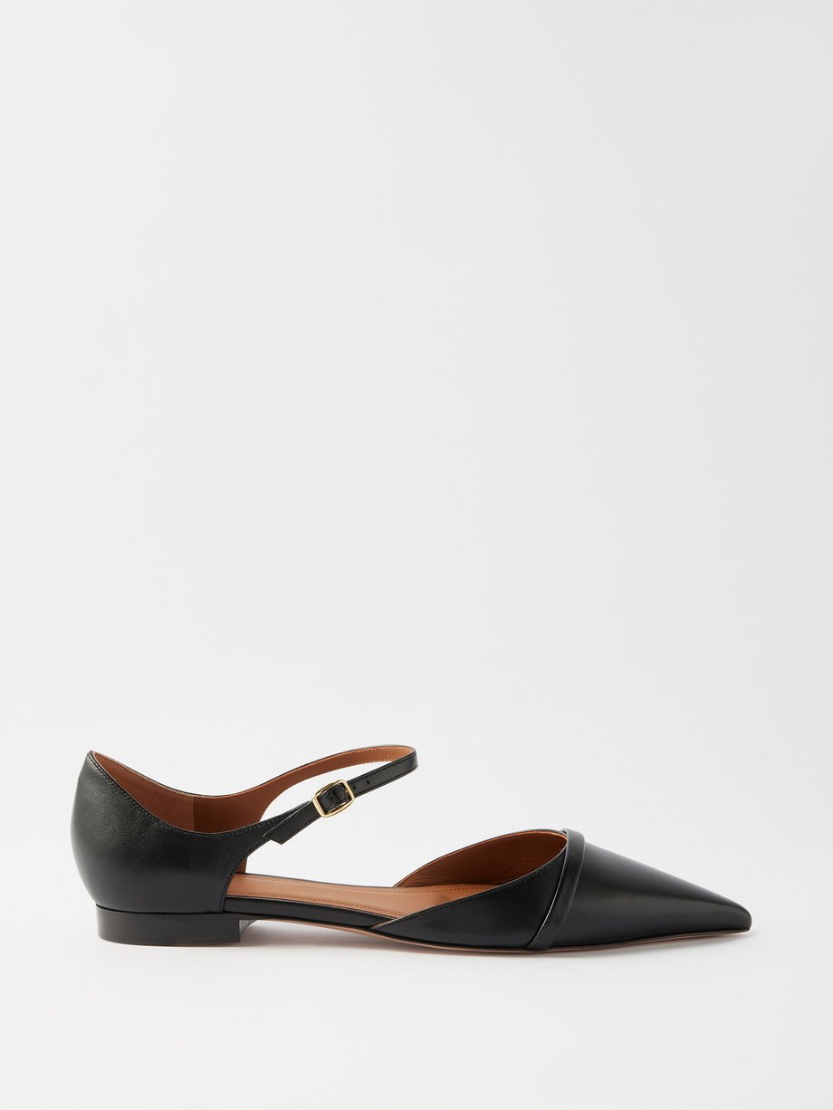 Black Ulla 10 point-toe leather Mary Jane flats | Malone Souliers ...