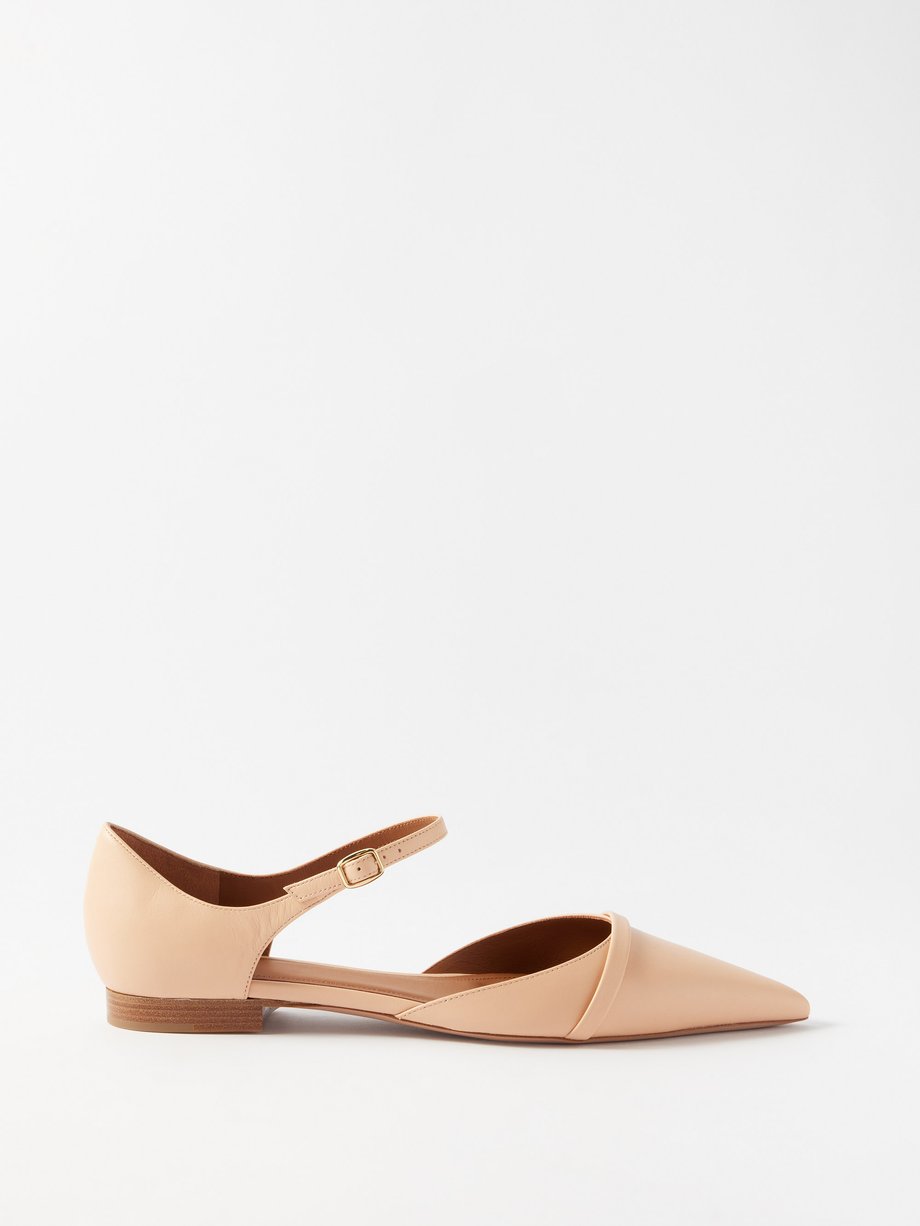 Beige Ulla 10 point-toe leather Mary Jane flats | Malone Souliers ...