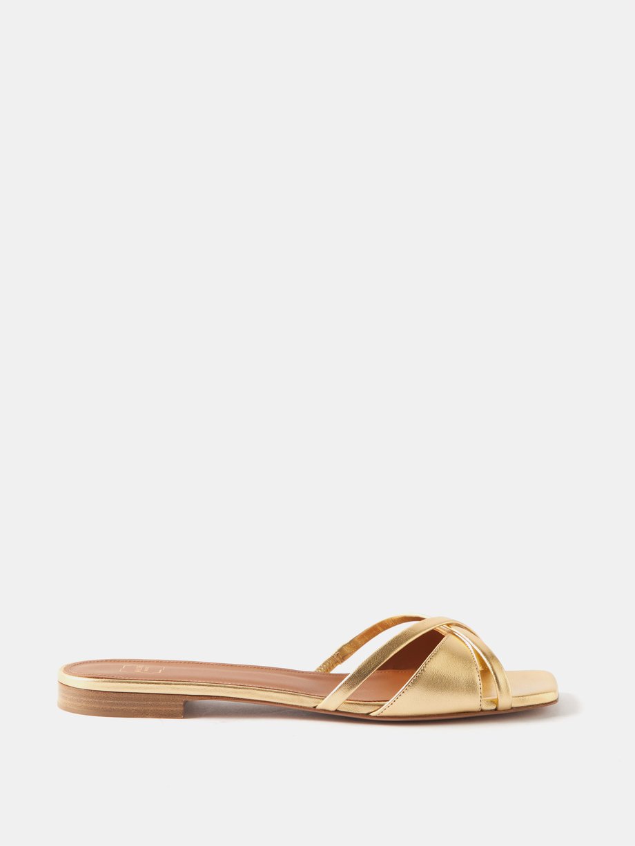 Gold Penn 10 leather flat sandals | Malone Souliers | MATCHES UK