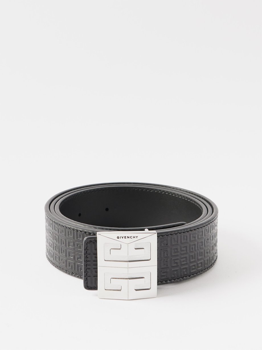 Black 4G-buckle logo-embossed reversible leather belt | Givenchy ...