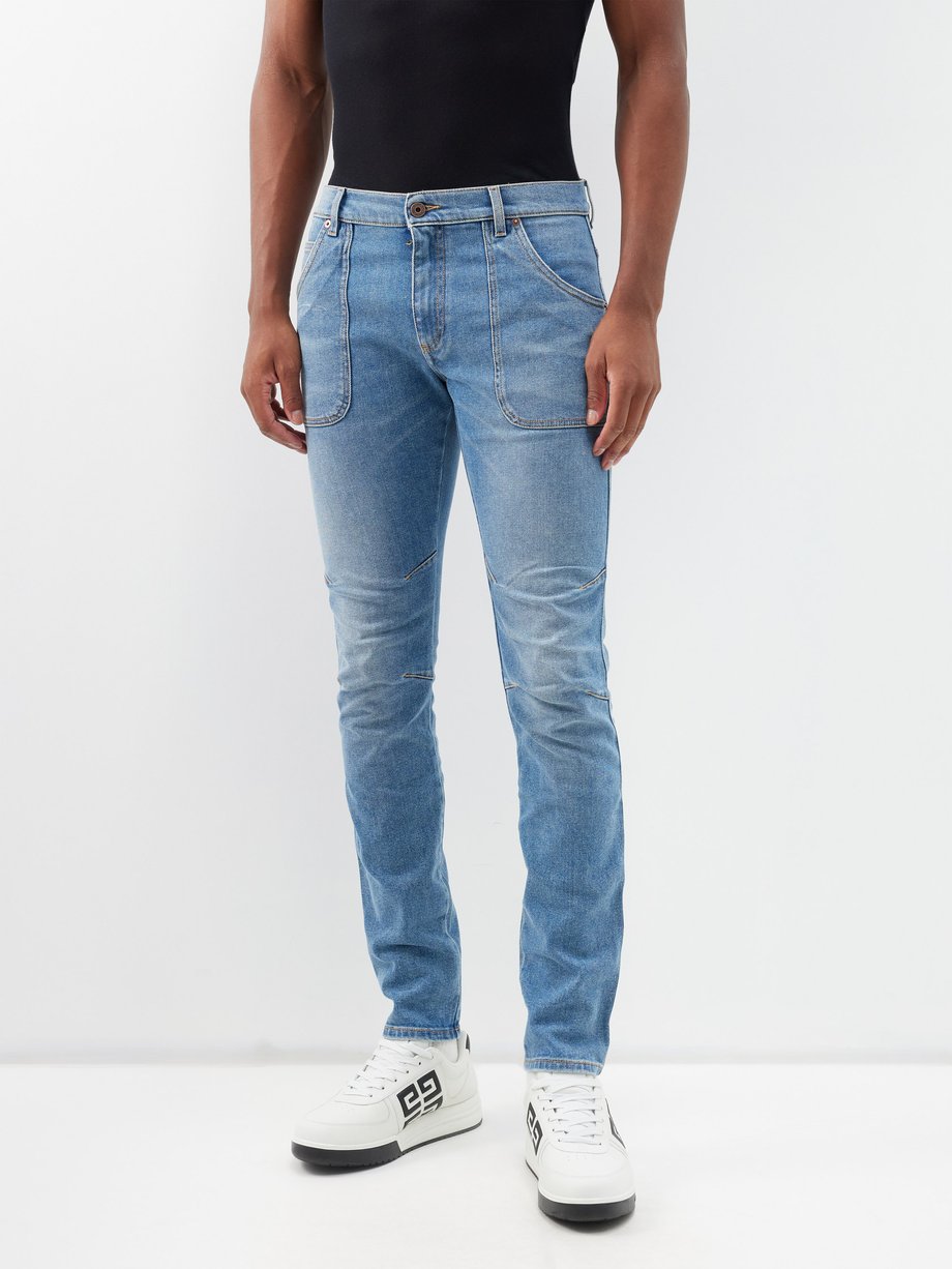 Blue Vintage-wash slim-leg jeans | Balmain MATCHESFASHION US