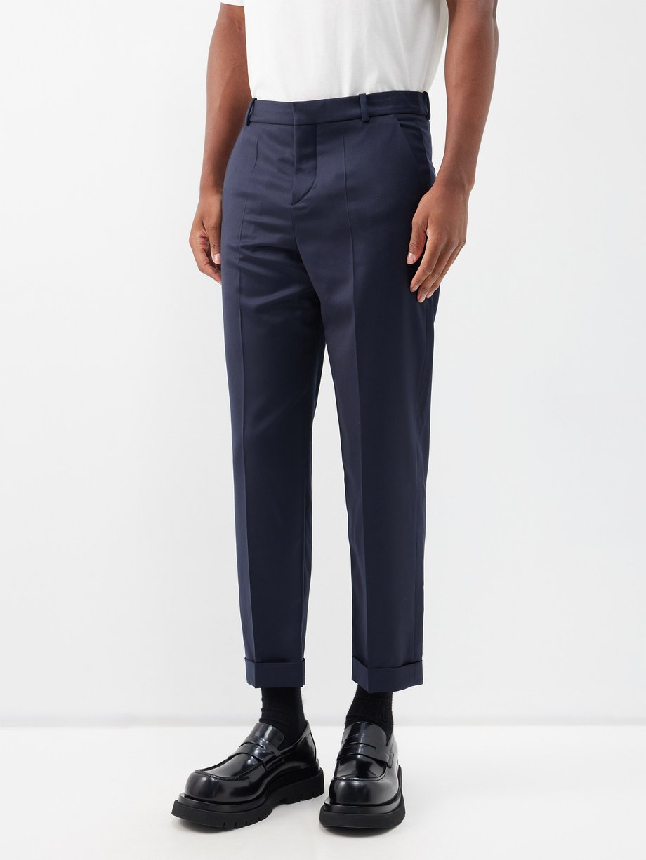 Navy Straight-leg wool-twill suit trousers Balmain | US