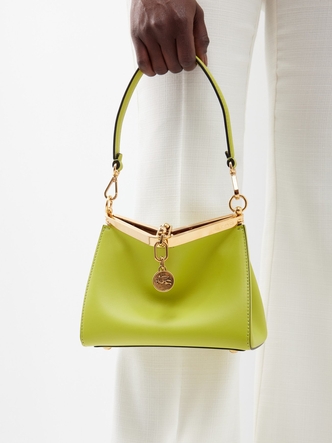 Etro - Hinged-Frame Leather Shoulder Bag - Womens - Green