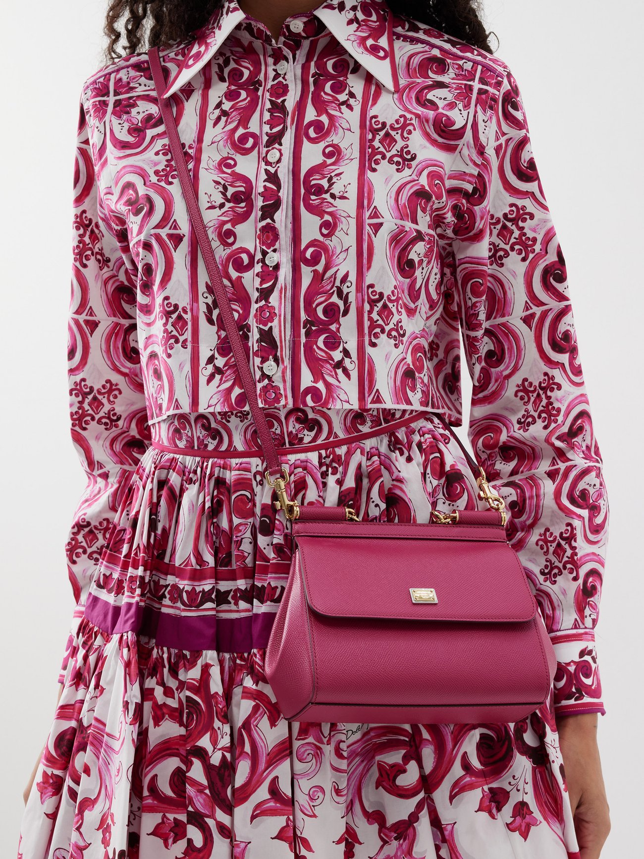 Dolce & Gabbana Small Sicily Polished Shoulder Bag - Red