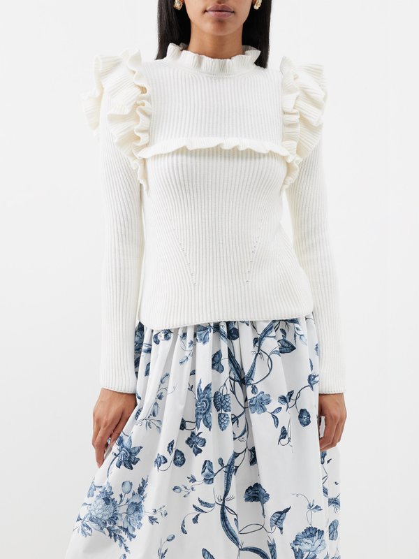 Erdem Ruffle-trim cotton-blend sweater