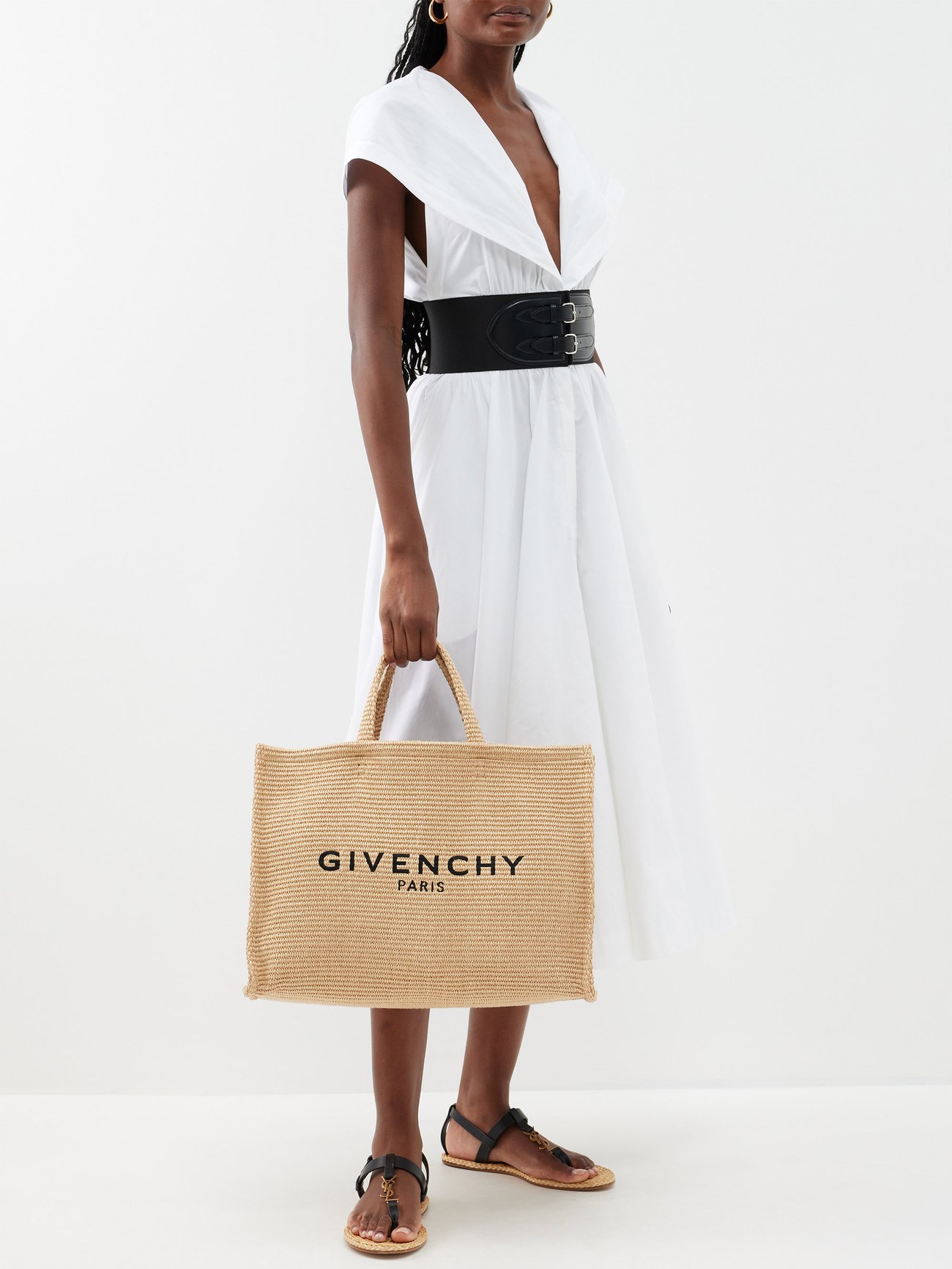 G-Tote large logo-embroidery faux-raffia tote bag | Givenchy