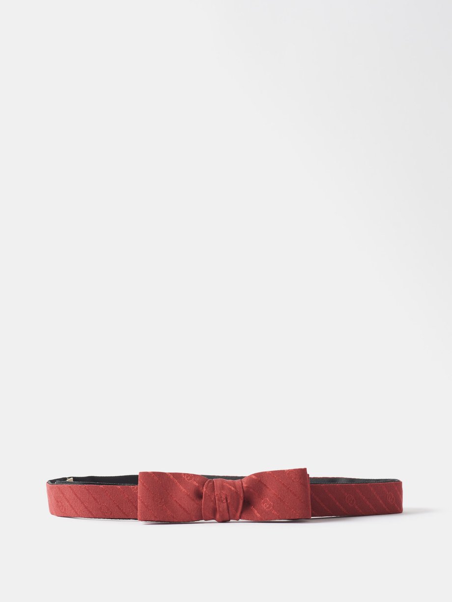 Burgundy Logo-jacquard silk bow tie | Gucci | MATCHESFASHION US