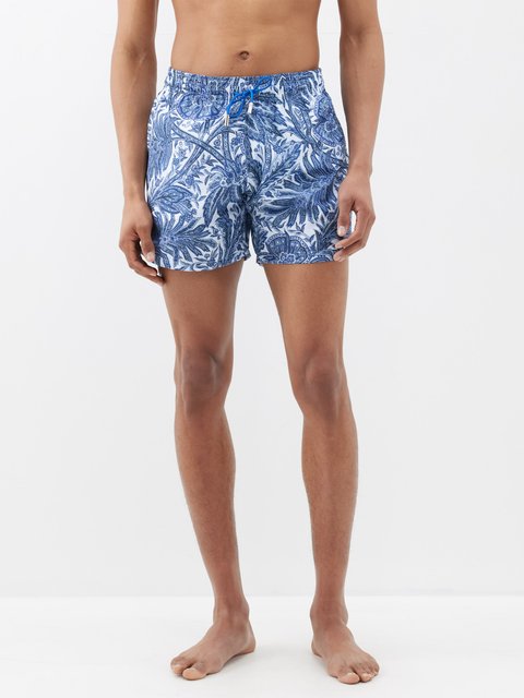 Blue Mahina crab-print recycled-fibre swim shorts