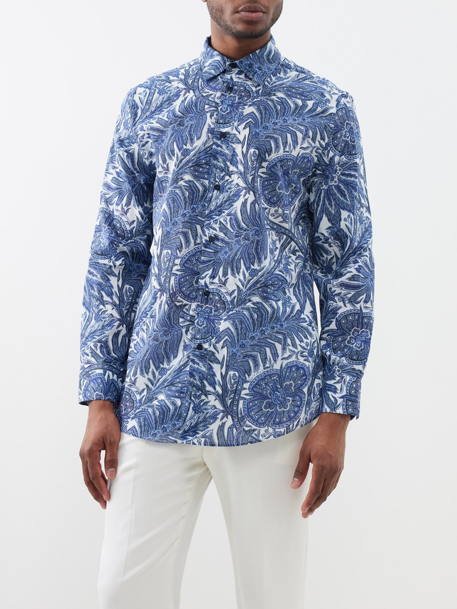 ETRO Slim-Fit Paisley-Print Cotton-Poplin Shirt for Men