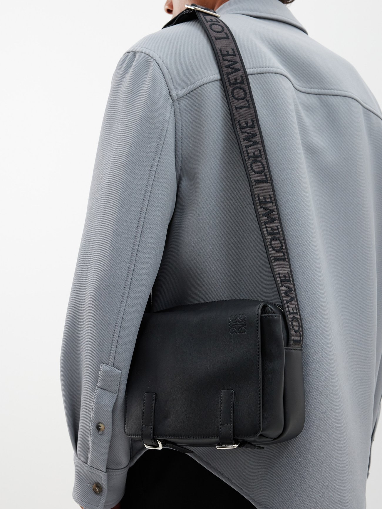 XS Leather Messenger Bag in Black - Loewe