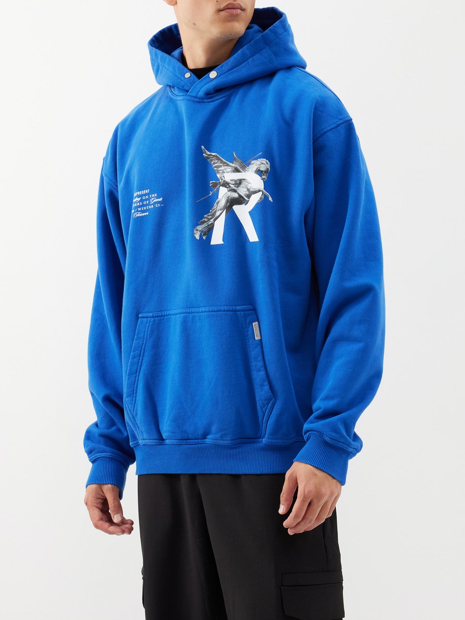 Blue Giants graphic-print cotton-jersey hoodie, Represent
