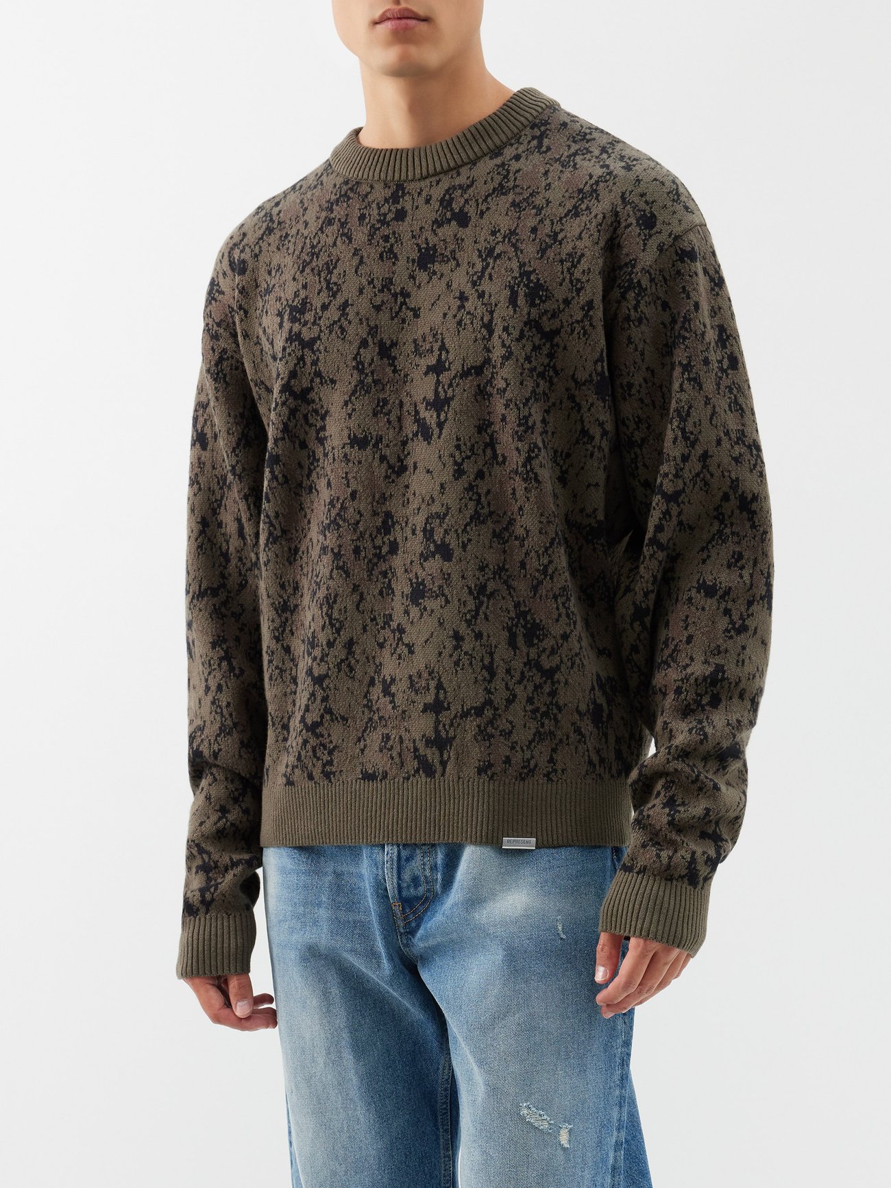 Represent - Camo-Jacquard Cotton-Blend Sweater - Mens - Green Multi for Men