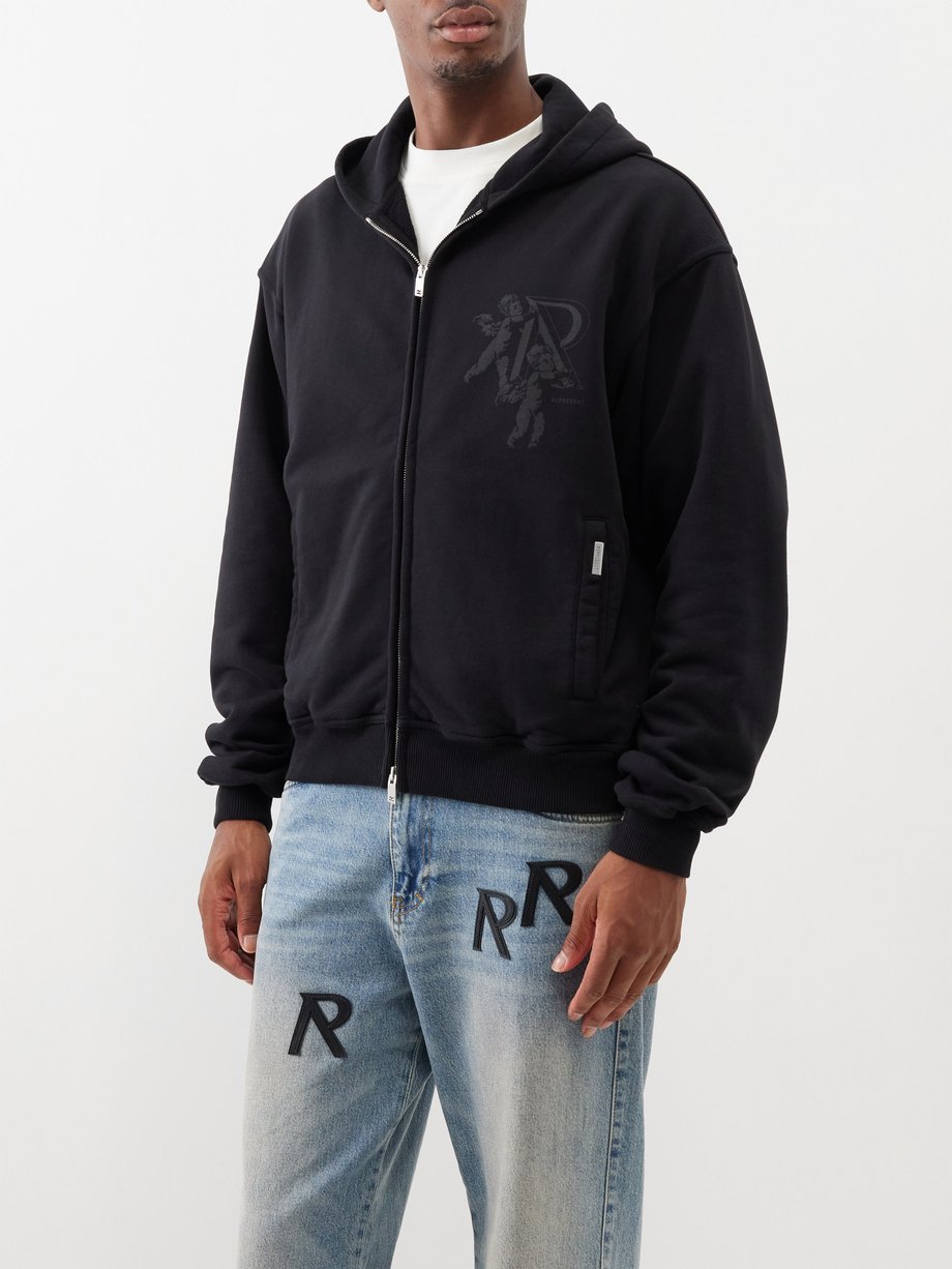 Black Cherub Initial zipped cotton-jersey hoodie | Represent | MATCHES UK