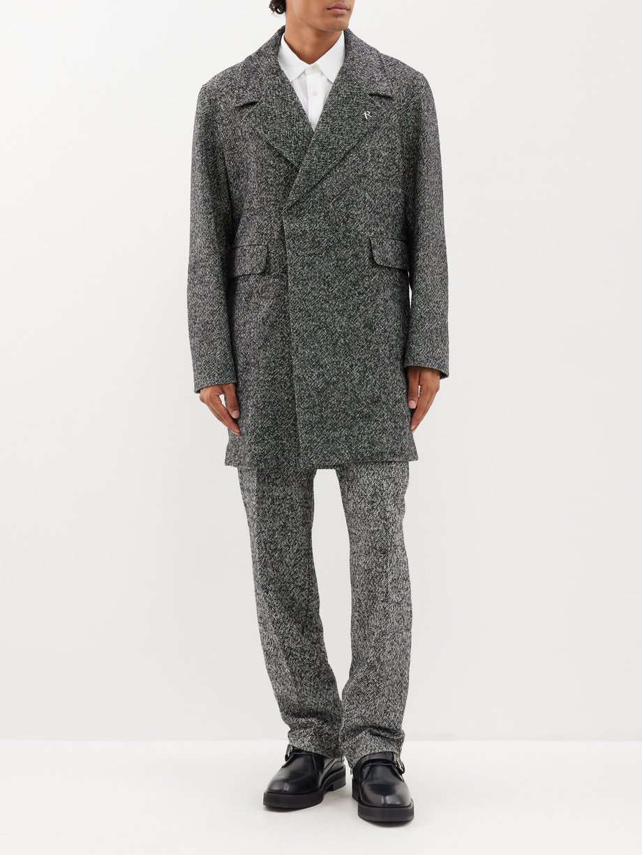 Grey Double-breasted tweed overcoat | Represent | MATCHES UK