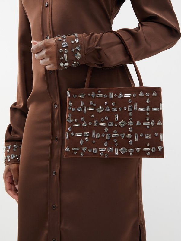 16Arlington Suki crystal-embellished satin clutch bag