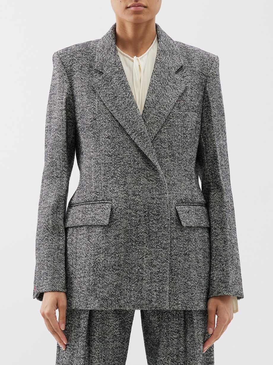 Black Single-breasted wool-blend blazer | Victoria Beckham | MATCHES UK